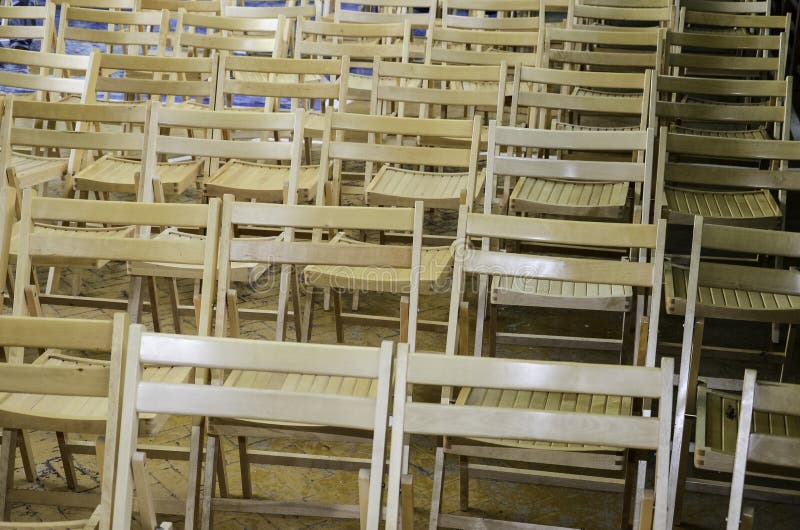 Wooden Chairs in the Conference Room or at School Stock Image Image