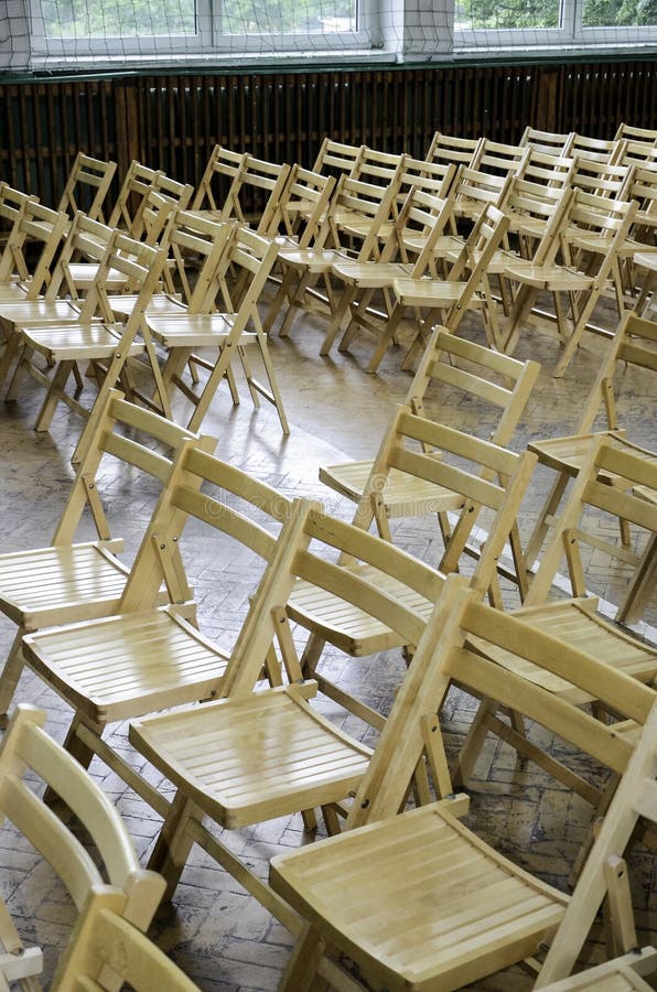 Wooden Chairs in the Conference Room or at School Stock Image Image