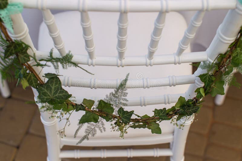 Wooden Chairs for an Outdoor Wedding Ceremony Stock Photo Image of