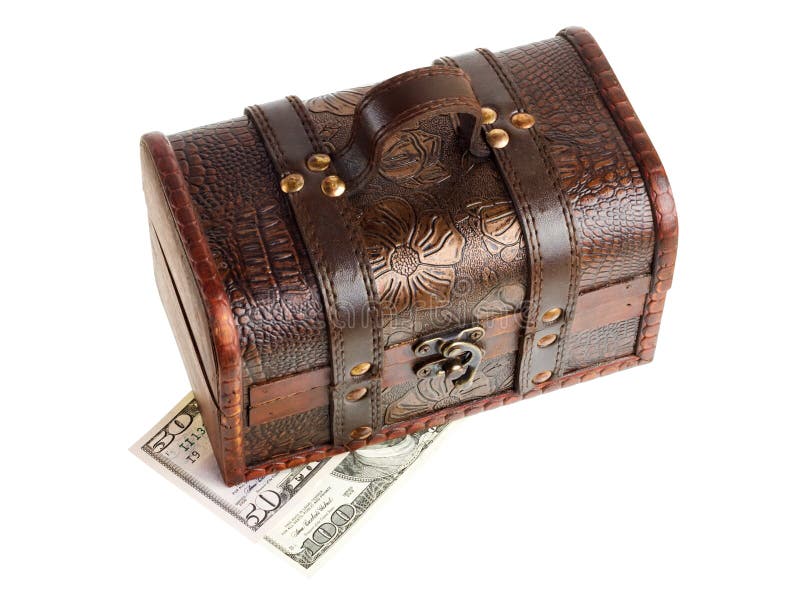 Wooden chest with money stock photo. Image of ornate 41248410