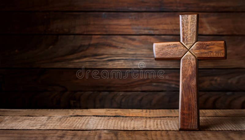 Lent Season,Holy Week and Good Friday concepts - image of wooden cross with stones and palm stock illustration