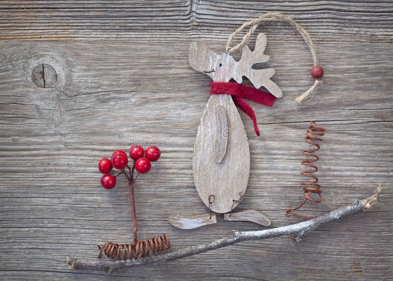 Wooden christmas deer stock photo. Image of moss, rustic 22061712