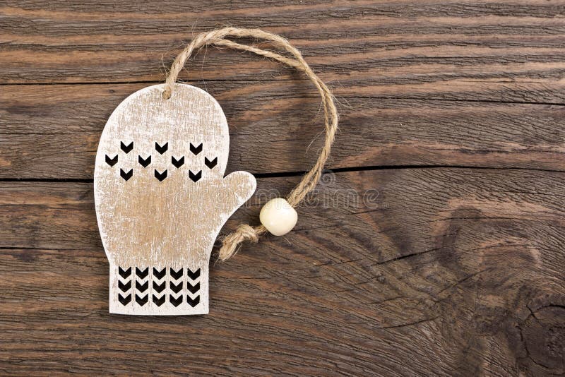 Wooden Christmas Mitten Decoration Stock Image Image of figure
