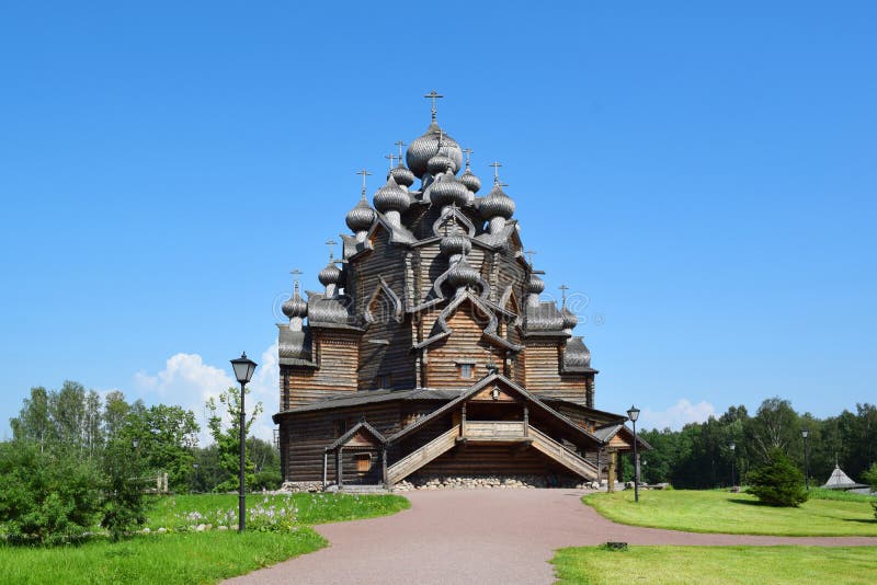 Wooden church (Pokrovskaya church), St. Petersburg, Russia.