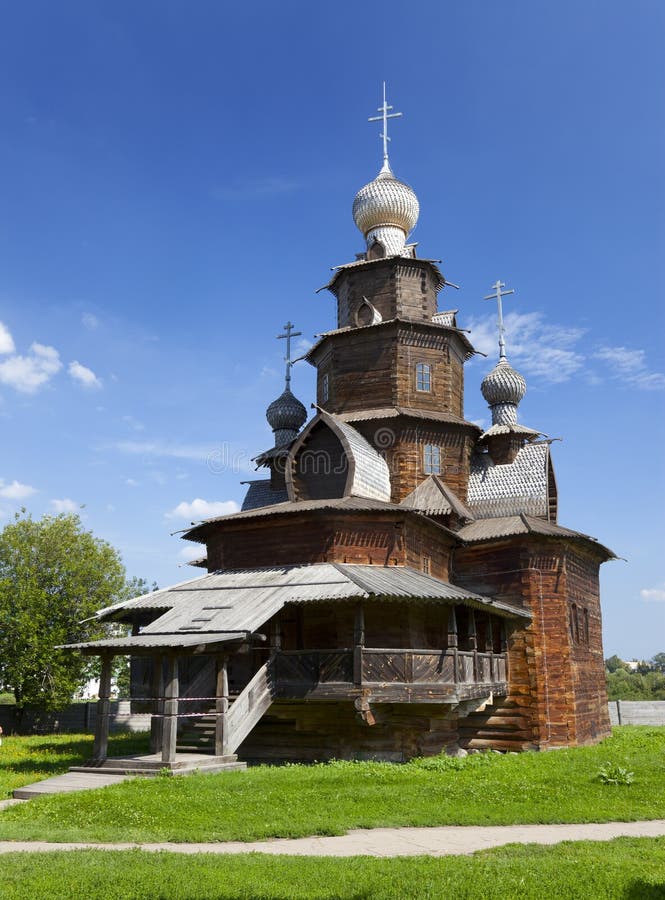 The wooden church of Transfiguration in Suzdal museum, Russia royalty free stock image The wooden church of Transfiguration in Suzdal museum, Russia royalty free stock image