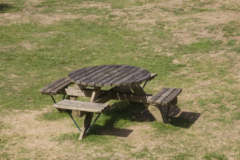 Wooden Circular Picnic Table With Seats Stock Photo Image Of