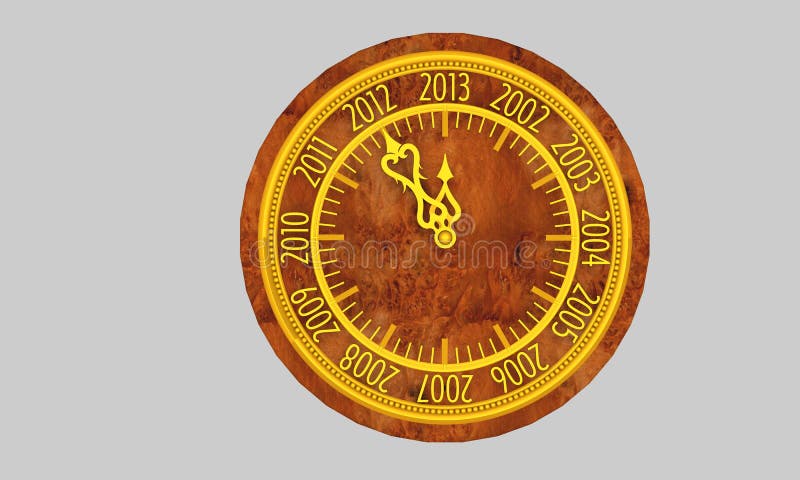 Golden clock with year 2013. Golden clock with year 2013