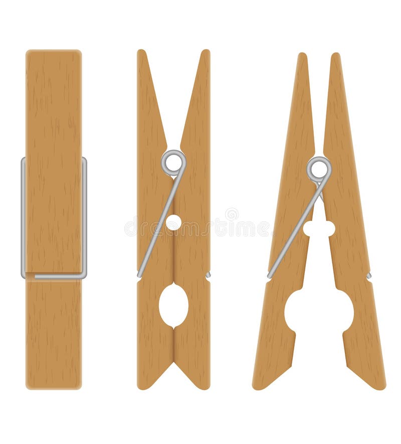 Wooden Clothespins On Rope With Team Stock Illustration - Illustration ...