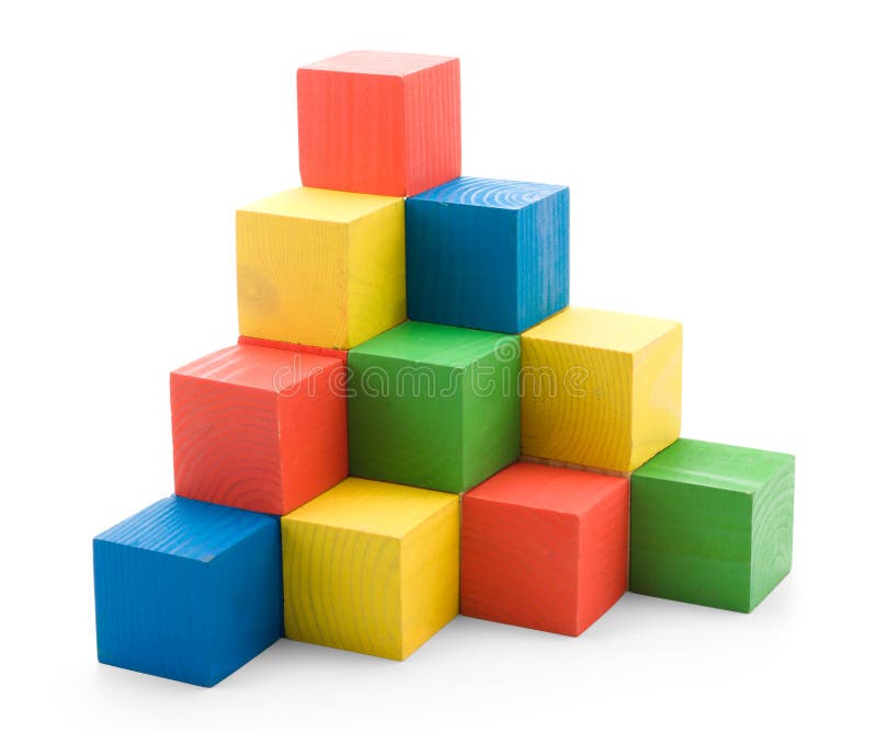 Wooden colored building pyramid of cubes