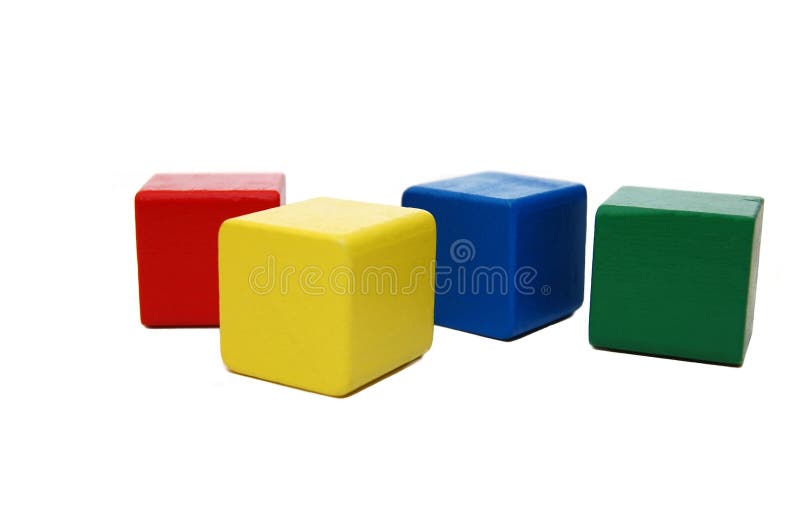 Wooden colourful childrens blocks isolated white