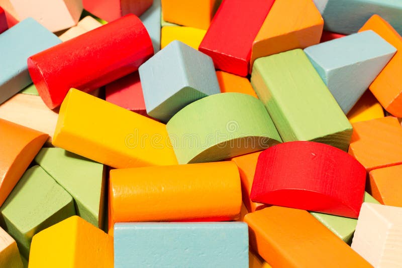 Wooden constructor for children. Colorful blocks made of natural materials stock photos