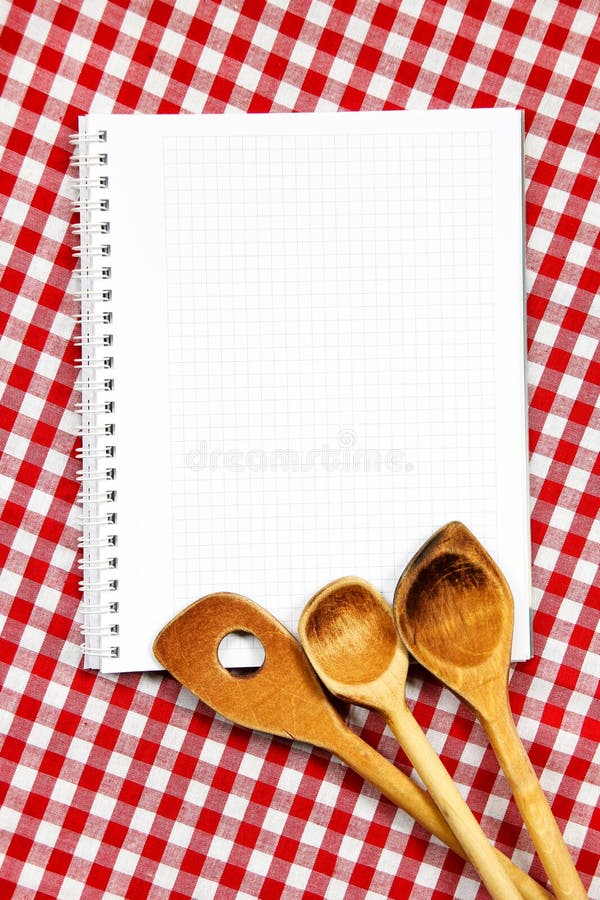 Wooden cooking untencil and blank recipe book