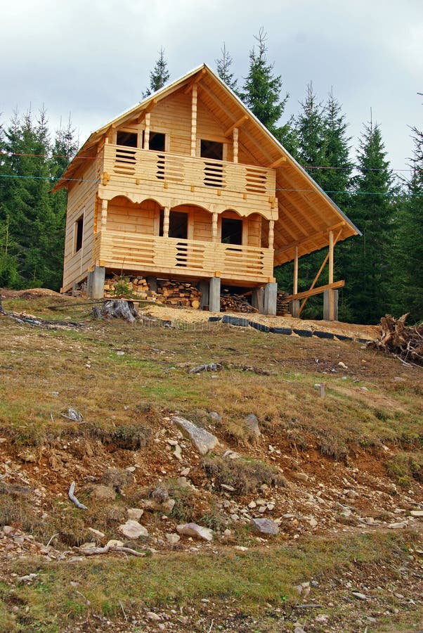 Wooden cottage in construction