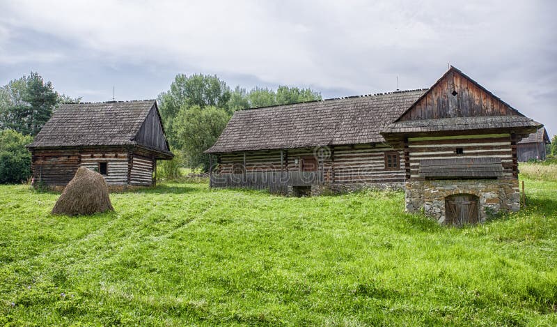 Wooden cottages in village, Slovakia