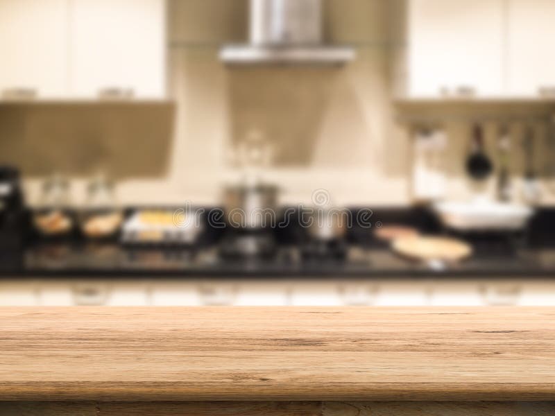 Wooden counter in kitchen royalty free stock photography