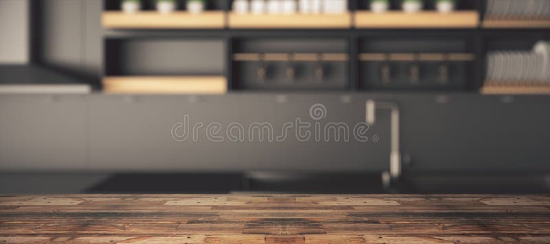 Wooden counter on kitchen wallpaper royalty free illustration Wooden counter on kitchen wallpaper royalty free illustration