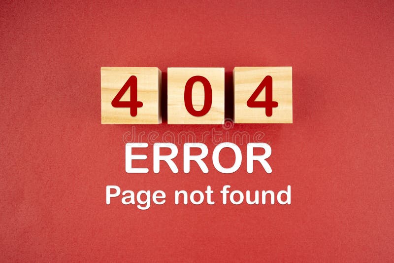 Wooden cubes with 404 error page not found stock photography
