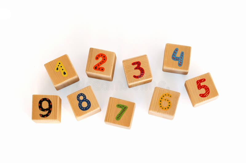 Wooden cubes with numbers for children