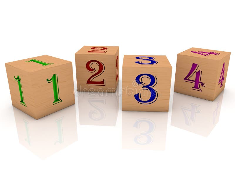 Wooden Cubes with Numbers on White Stock Photo - Image of objects