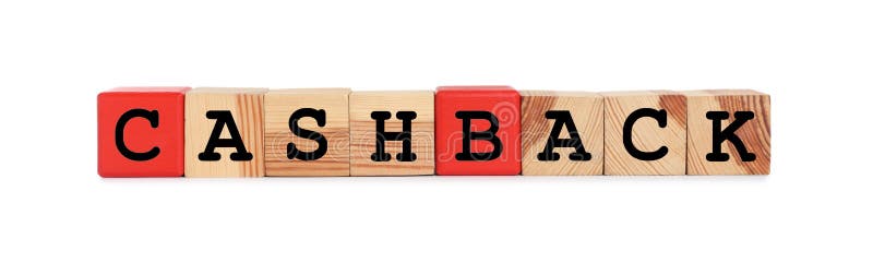 Wooden cubes with word Cashback on white background royalty free stock photo