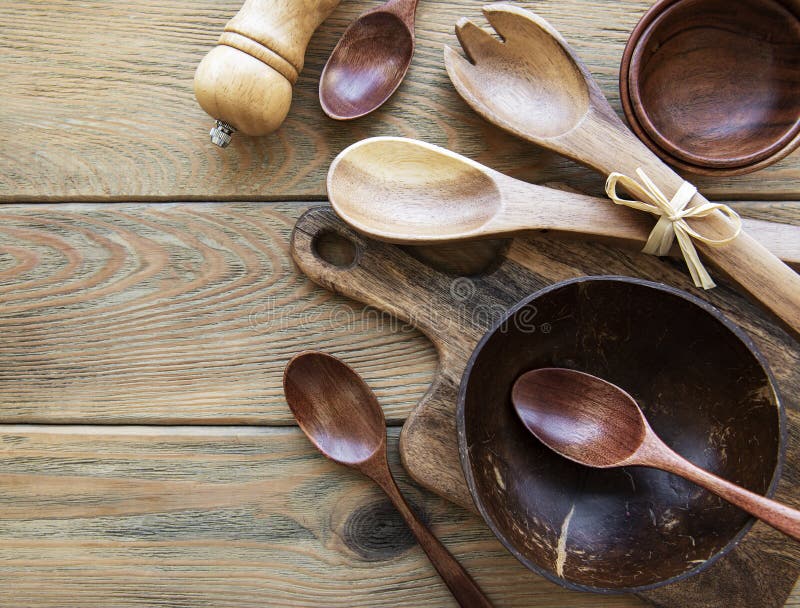 Wooden Cutlery Kitchen Ware Stock Photo Image of fork, group 206027524