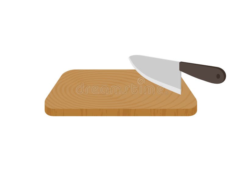 Wooden Cutting Board and Knife Stock Vector Illustration of cook