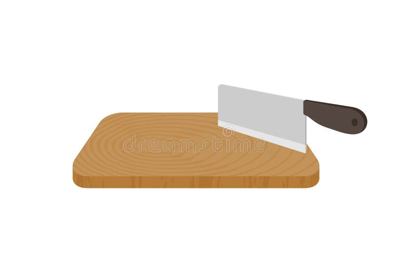 Wooden Cutting Board And Knife Stock Vector Illustration of object