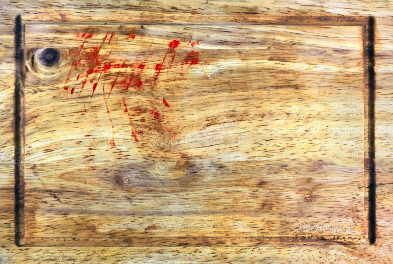 Wooden Cutting Board with Traces of Blood Stock Image - Image of brown