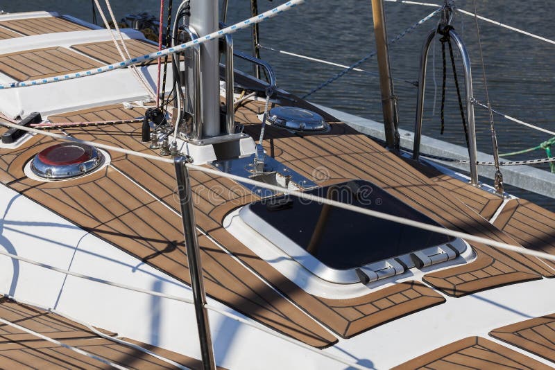The Wooden Deck of the Yacht Stock Photo Image of rope, cruise 56705220
