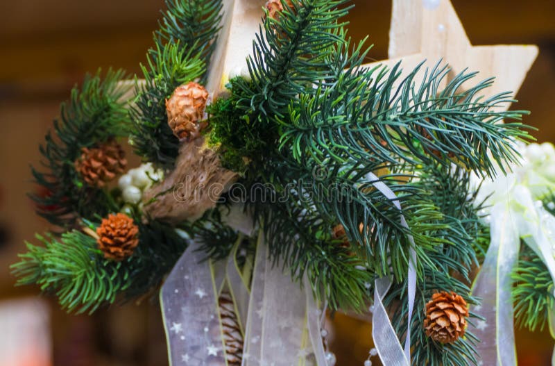 Wooden Decoration for Christmas Macro royalty free stock photo