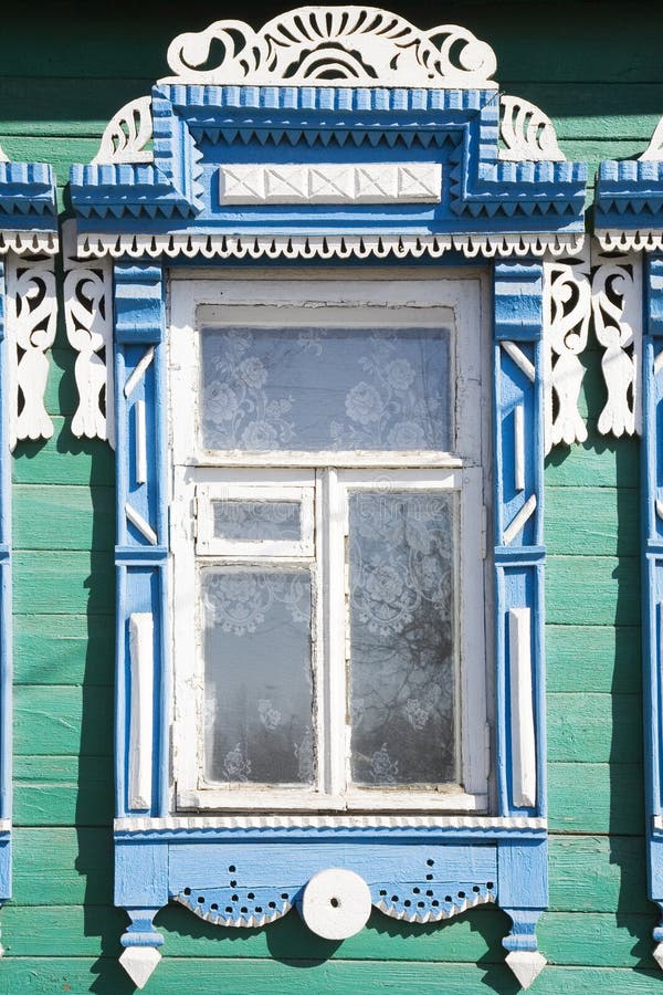 Wooden decoration on traditional Russian window