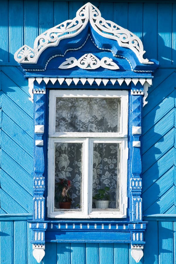 Wooden Decoration on Traditional Russian Window Stock Photo Image of