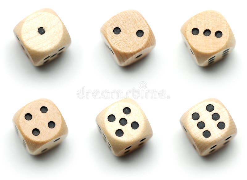 Wooden dice, all numbers