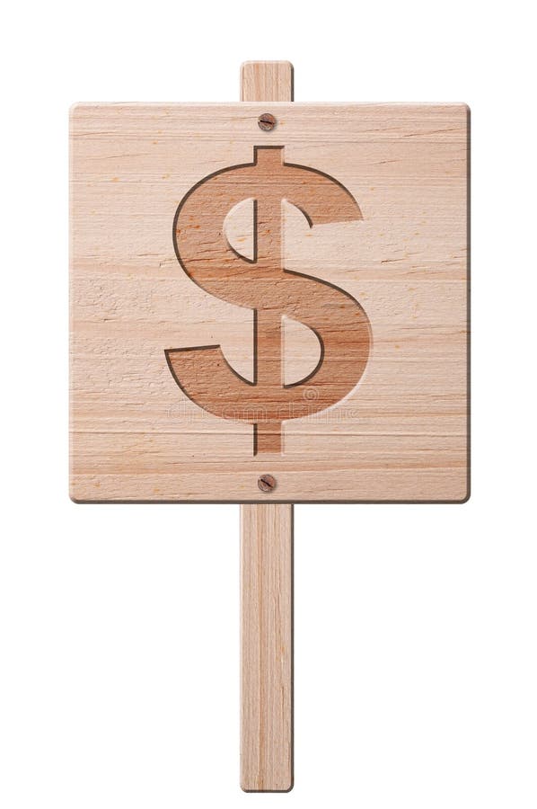 Wooden Dollar Sign, Isolated, Clipping Path. Stock Photo Image of