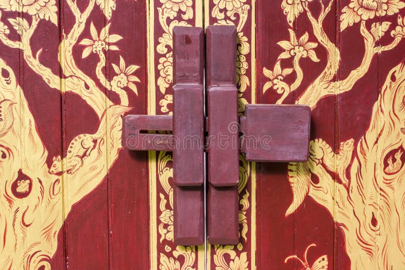 Wooden door bolt lock stock photo. Image of fence, iron 43931158