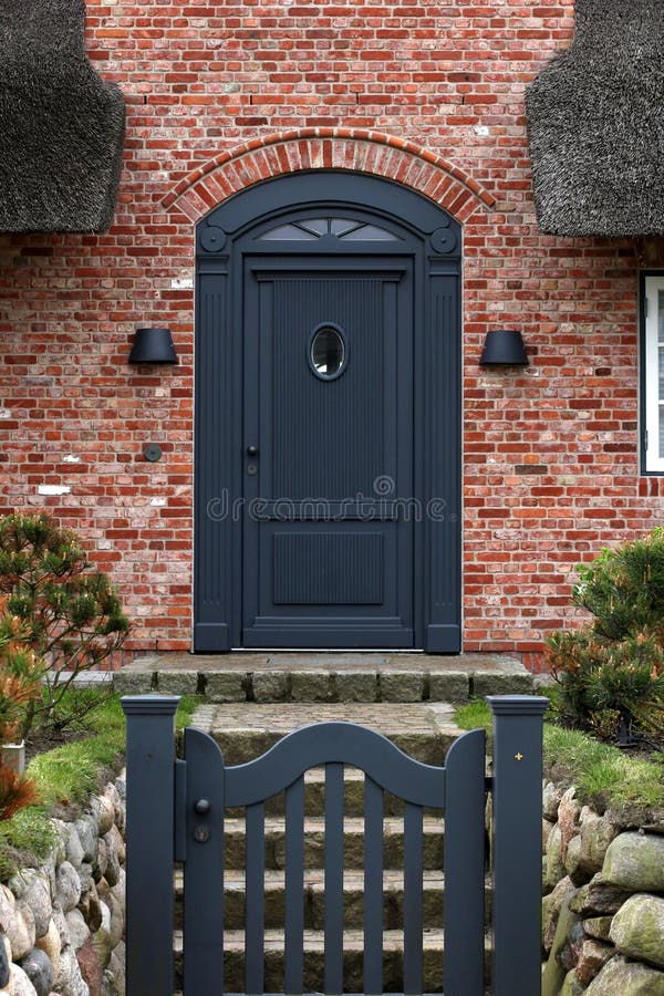 Wooden Door in a Brick House Stock Photo Image of restoration
