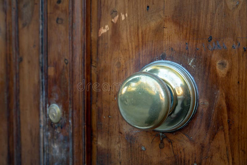 Wooden Door and Copper Handle Stock Image Image of wooden, copper
