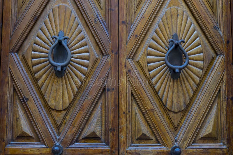 Wooden door with iron fasteners, City of Segovia, famous for its