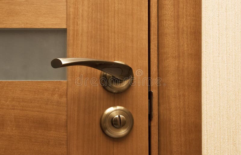 Wooden door with the lock royalty free stock image