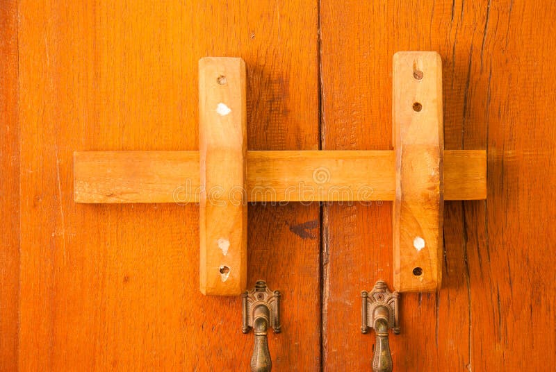 Wooden door locks stock image. Image of craft, close 30657797