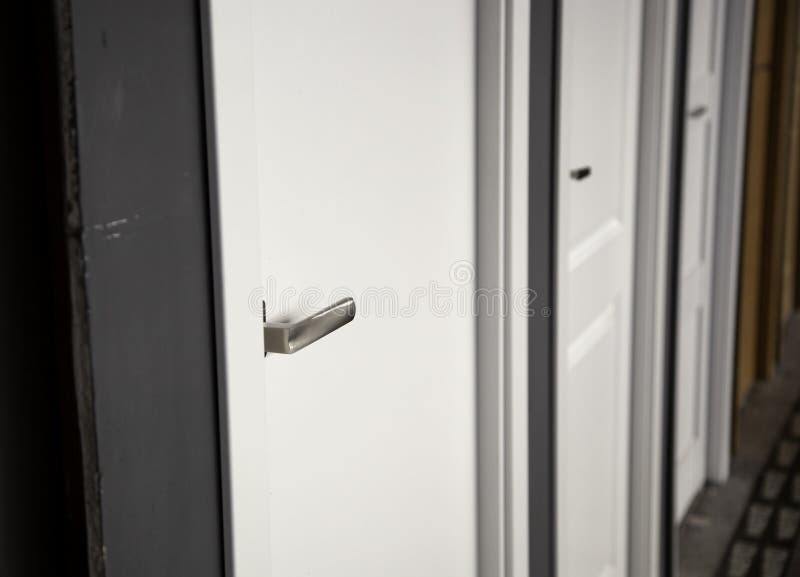 Wooden doors store stock image. Image of adjacent, colorful 137140807