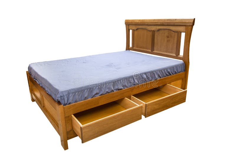 Wooden Double Bed Isolated on White Stock Photo Image of rest