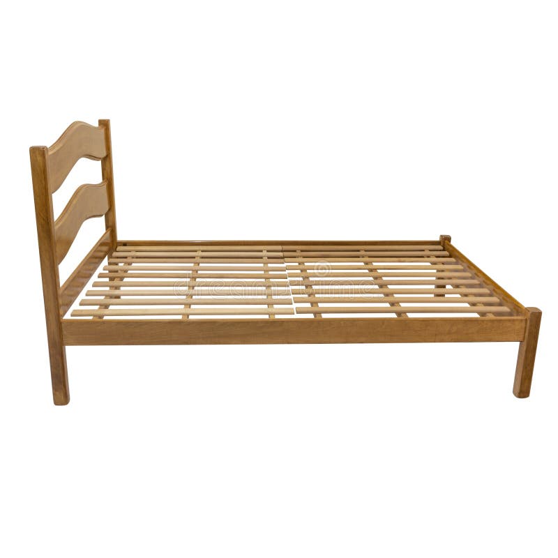 Wooden Double Bed Isolated on White Stock Image Image of relax