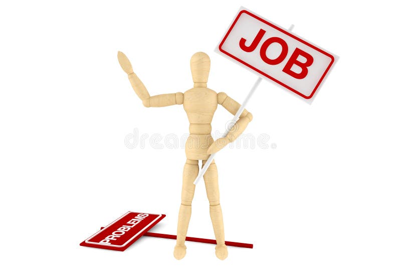 Wooden dummy with Job Banner royalty free stock images