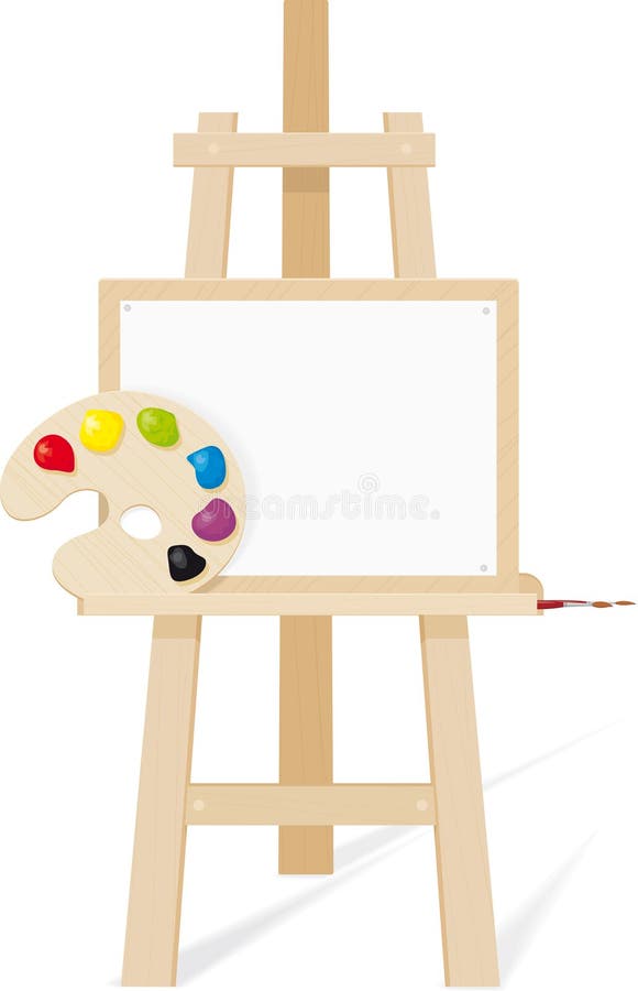 Painter S Canvas Easel Brushes Stock Illustration - Illustration of ...