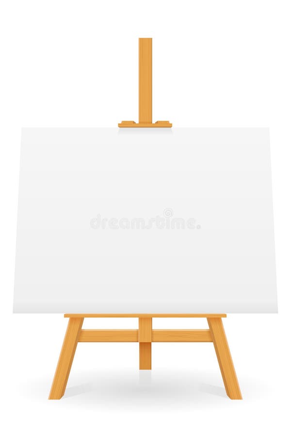 wooden easel for painting and drawing with a blank sheet of paper template  for design vector illustration, Stock vector