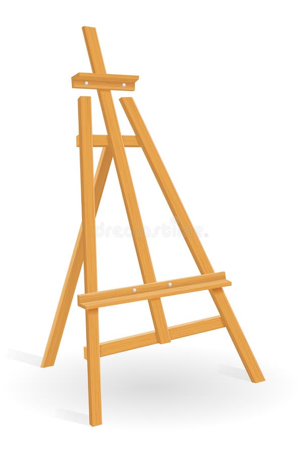 Wooden Easel for Painting and Drawing with a Blank Sheet of Paper