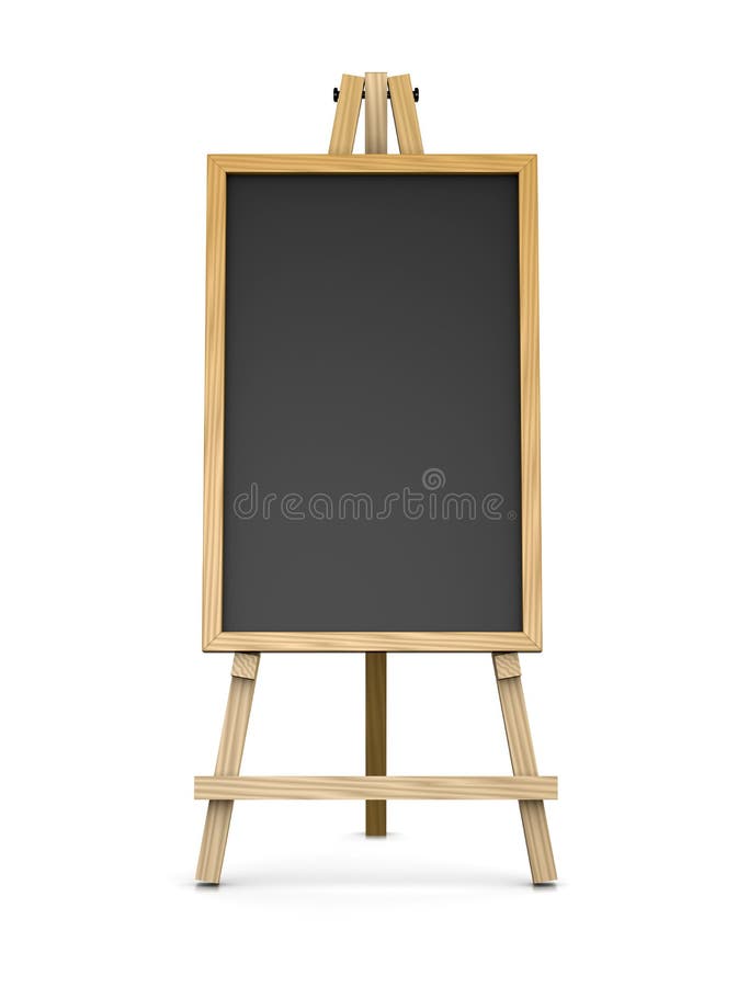 Wooden Easel Supporting an Empty Blackboard Stock Illustration