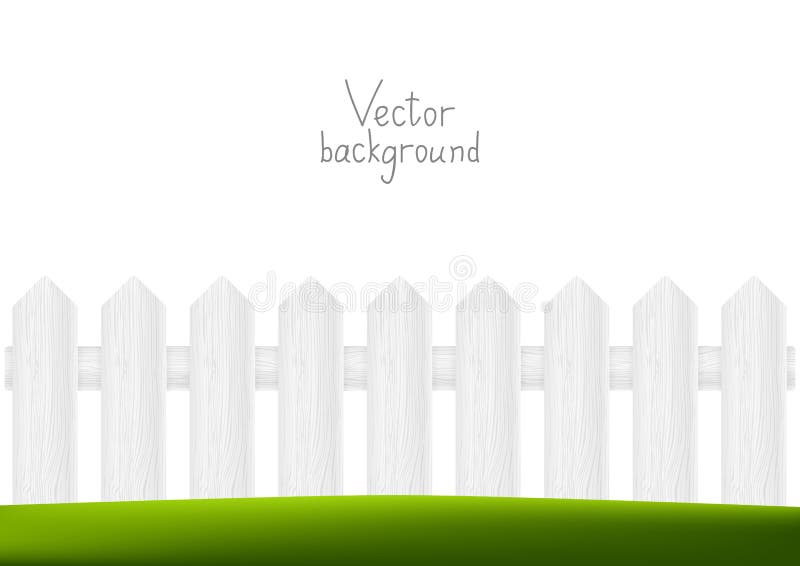 Wooden fence with green grass vector illustration