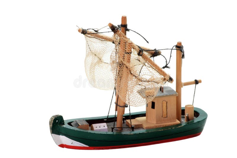 Wooden Fishing Boat Toy stock image. Image of handmade